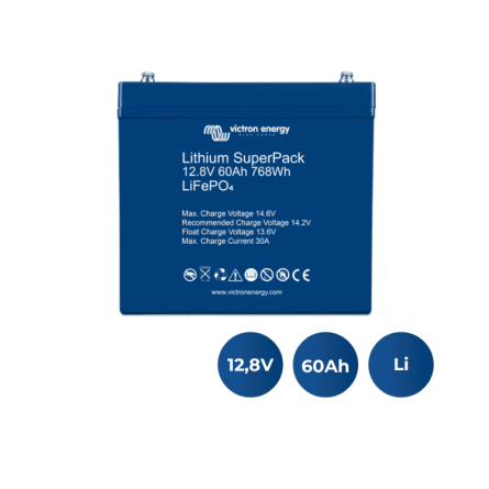 Batteria Lithium SuperPack 12,8V/60Ah (M6) Victron Energy (BAT512060705)