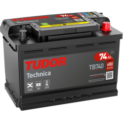 Tudor Technica TB740 12V 74Ah 680A, 278 × 175 × 190 mm, Positivo a la derecha
