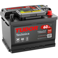 Tudor Technica TB602 12V 60Ah 540A, 242 × 175 × 175 mm, Positivo a la derecha