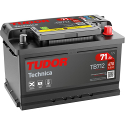 Tudor Technica TB712 12V 71Ah 670A, 278 × 175 × 175 mm, Positivo a la derecha
