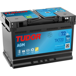 Tudor AGM TK720 12V 72Ah 760A, 278 × 175 × 190 mm, Positivo a la derecha