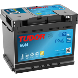 Tudor AGM TK620 12V 62Ah 680A, 242 × 175 × 190 mm, Positivo a la derecha