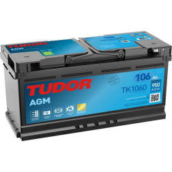 Tudor AGM TK1060 12V 106Ah 950A, 392 × 175 × 190 mm, Positivo a la derecha