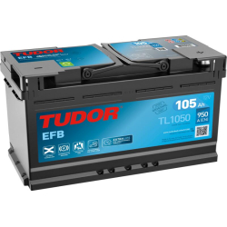 Tudor EFB TL1050 12V 105Ah 950A, 392 × 175 × 190 mm, Positivo a la derecha