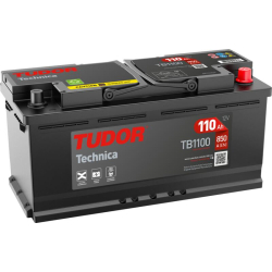 Tudor Technica TB1100 12V 110Ah 850A, 392 × 175 × 190 mm, Positivo a la derecha