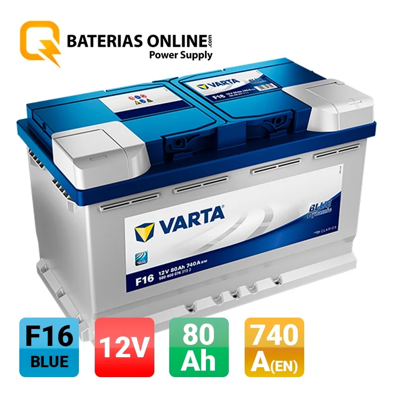 Batería de Coche/Vehículo Varta Blue Dynamic F16. 12V - 80Ah 80/740A (Caja  L4) - Baterías Por Un Tubo