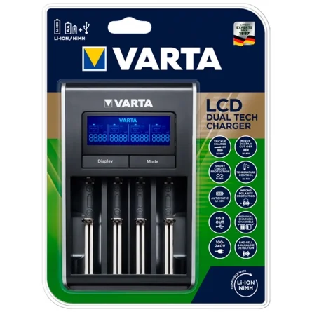 Caricabatterie VARTA Dual Tech per batterie ricaricabili NiMH Li-ION