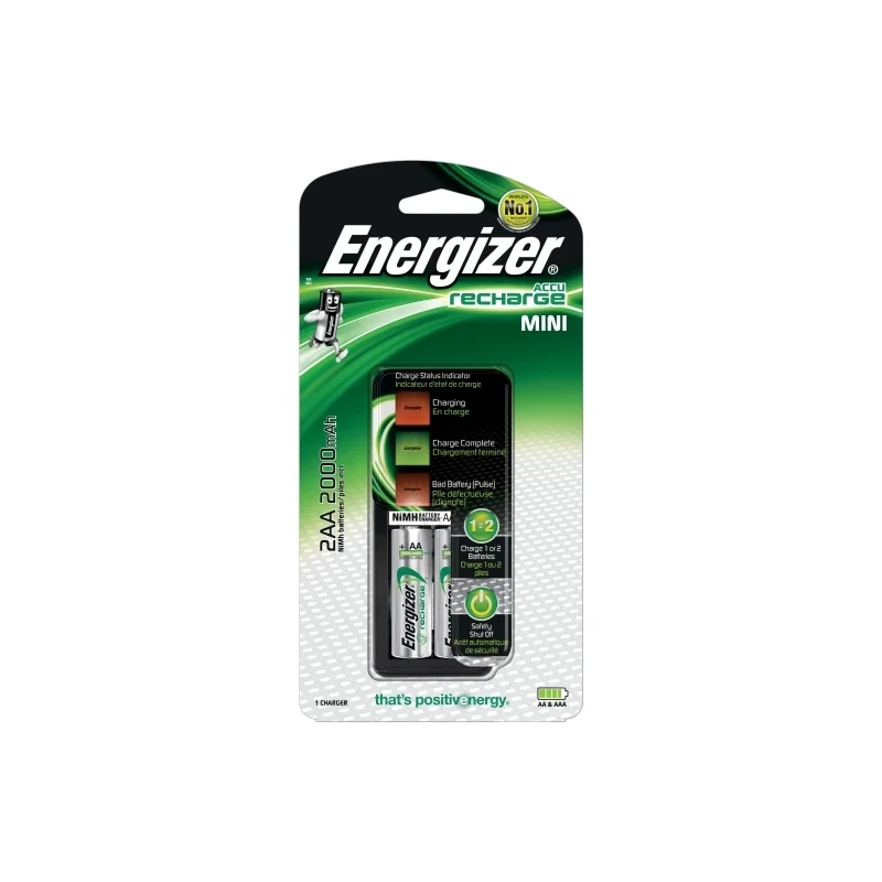 Cargador pilas recargables Energizer mini con 2 Pilas AA