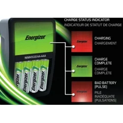 Cargador pilas recargables Energizer Maxi con 4 Pilas AA 2000mah