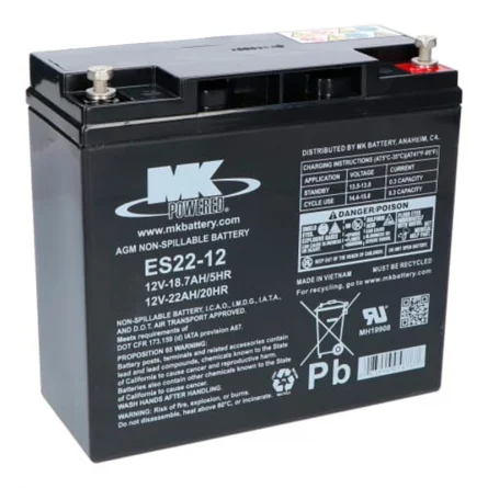 Batería de Plomo-Ácido AGM 12V 22Ah MK POWERED ES22-12