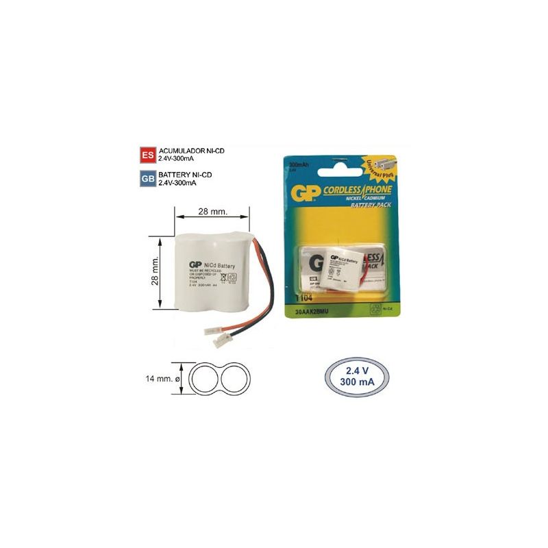 Batteria del Telefono cordless Q104 2.4 V 300mAh Batterie per tele