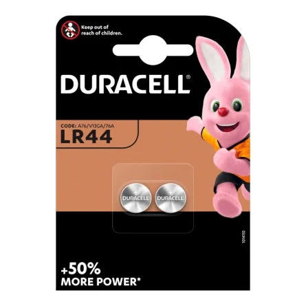 Batterie a Bottone Alcaline Duracell LR44 (2 Unità)