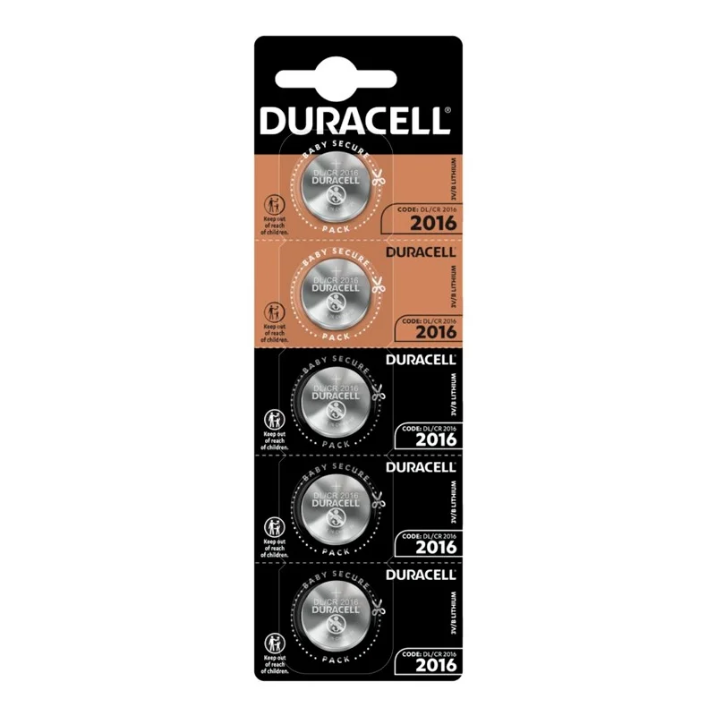 Duracell 2016 Lithium-Knopfzellen (5 Stück)