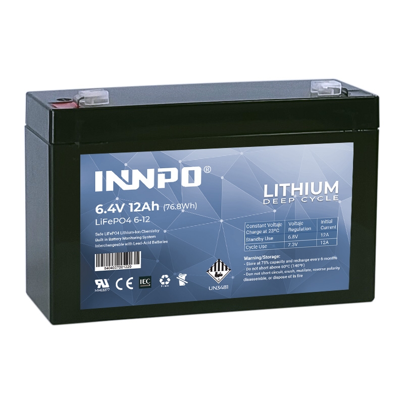 Batería de Litio LiFePO4 6.4V 12Ah