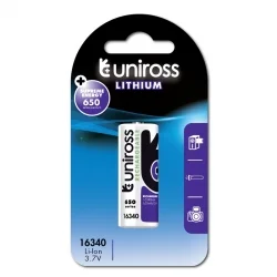 Batteria al litio Uniross 3.7V 16340