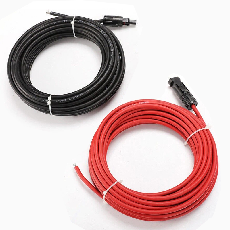 ANFIL 6mm² 10AWG Cable de Extensión del Panel Solar con Conectores Hembra y Macho 9m Rojo + 9m Negro 