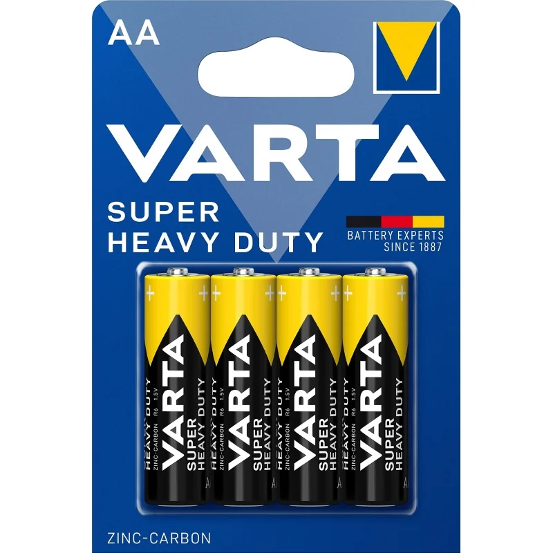 Varta AA Zink-Kohlenstoff Batterien Super Heavy Duty (4 Stück)