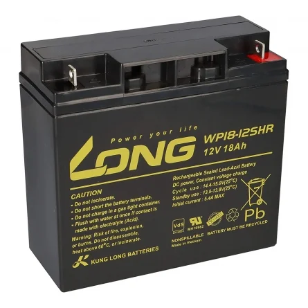 Batería de Plomo-Ácido AGM 12V 18Ah LONG WP18-12SHR
