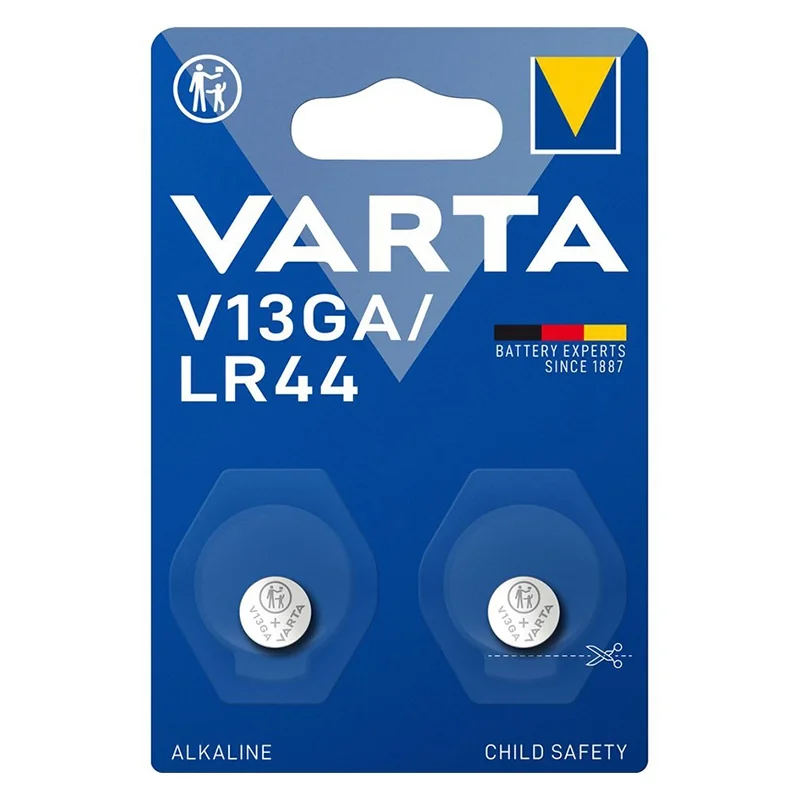 Batterie a Bottone Alcaline Varta V13GA LR44 (2 Unità)