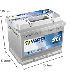Nueva batería Varta D24 SLI 60Ah