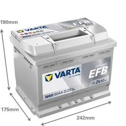 Nuova batteria Varta N60 Start Stop EFB 60Ah