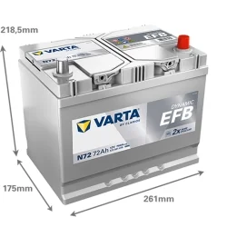 Batterie Varta N72 Start Stop EFB 72Ah