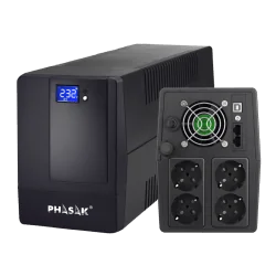 UPS Phasak 2000VA LCD USB con protezione per connettore RJ45