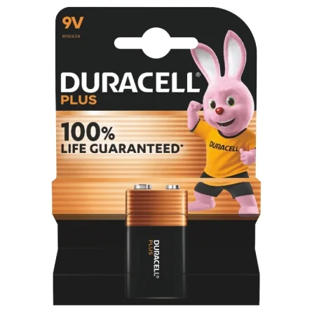 Pilas Alcalinas Duracell 9V 6LR61 Plus Power (1 Unidad)