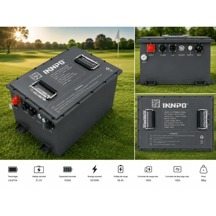 Batteria INNPO LiFePO4 51,2V 100Ah per golf cart da 48V