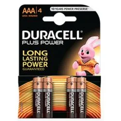 Batterie Alcaline Duracell AAA LR03 MN2400 Plus Power (4 Unità)