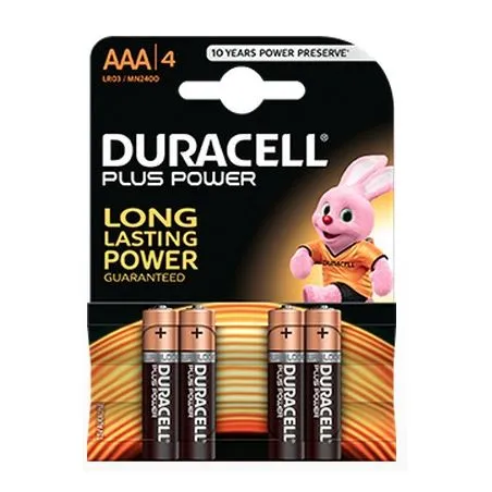 Batterie Alcaline Duracell AAA LR03 MN2400 Plus Power (4 Unità)
