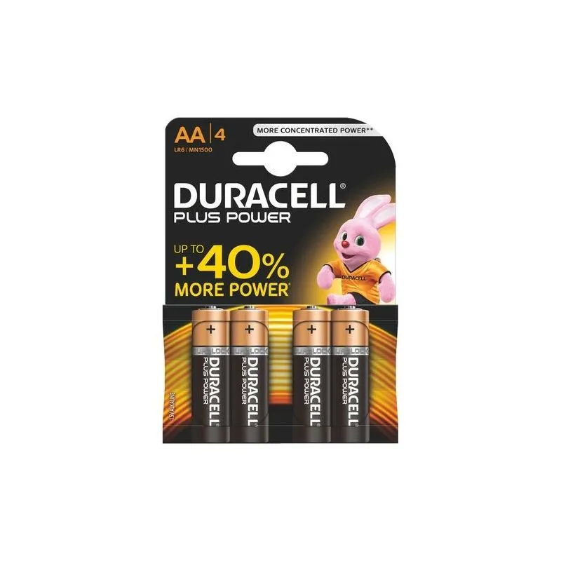 Batterie Alcaline Duracell AA LR6 MN1500 Plus Power (4 Unità)