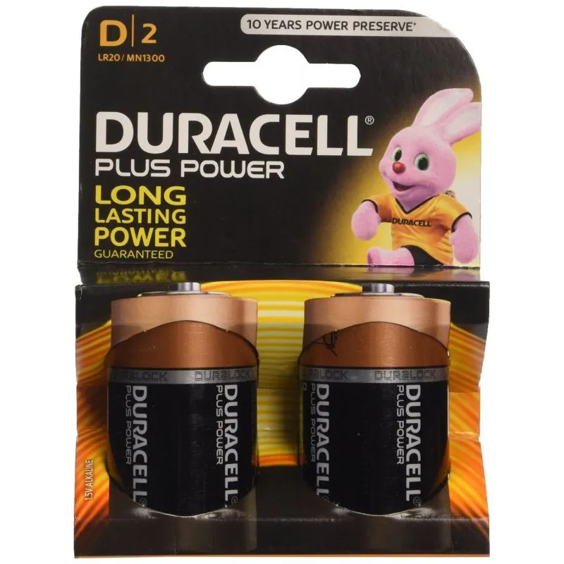 Batterie Alcaline Duracell D LR20 MN1300 Plus Power (2 Unità)