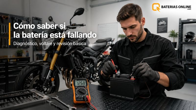 Diagnóstico de batería de moto con multímetro