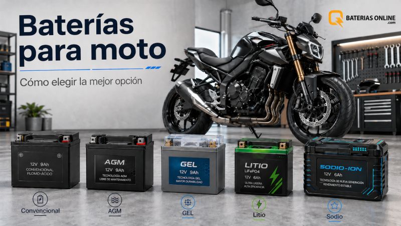 Infografía comparativa de baterías para moto